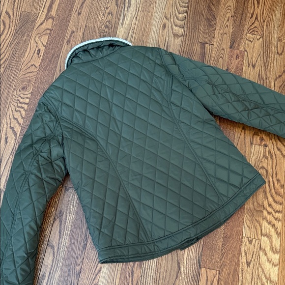 MICHAEL Michael Kors Dark Green Quilted Puffer with Cream Collar - Picture 7 of 8